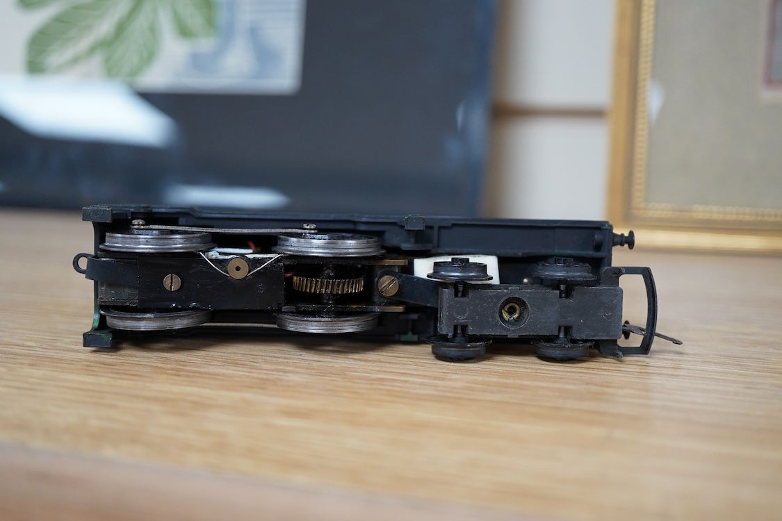 A quantity of 00 gauge model railway by Hornby, Tri-ang, etc. including nineteen locomotives in BR, GWR, LMS, etc. liveries, together with a boxed electrically operated turntable (R070), a terraced house (R8621) and a ga